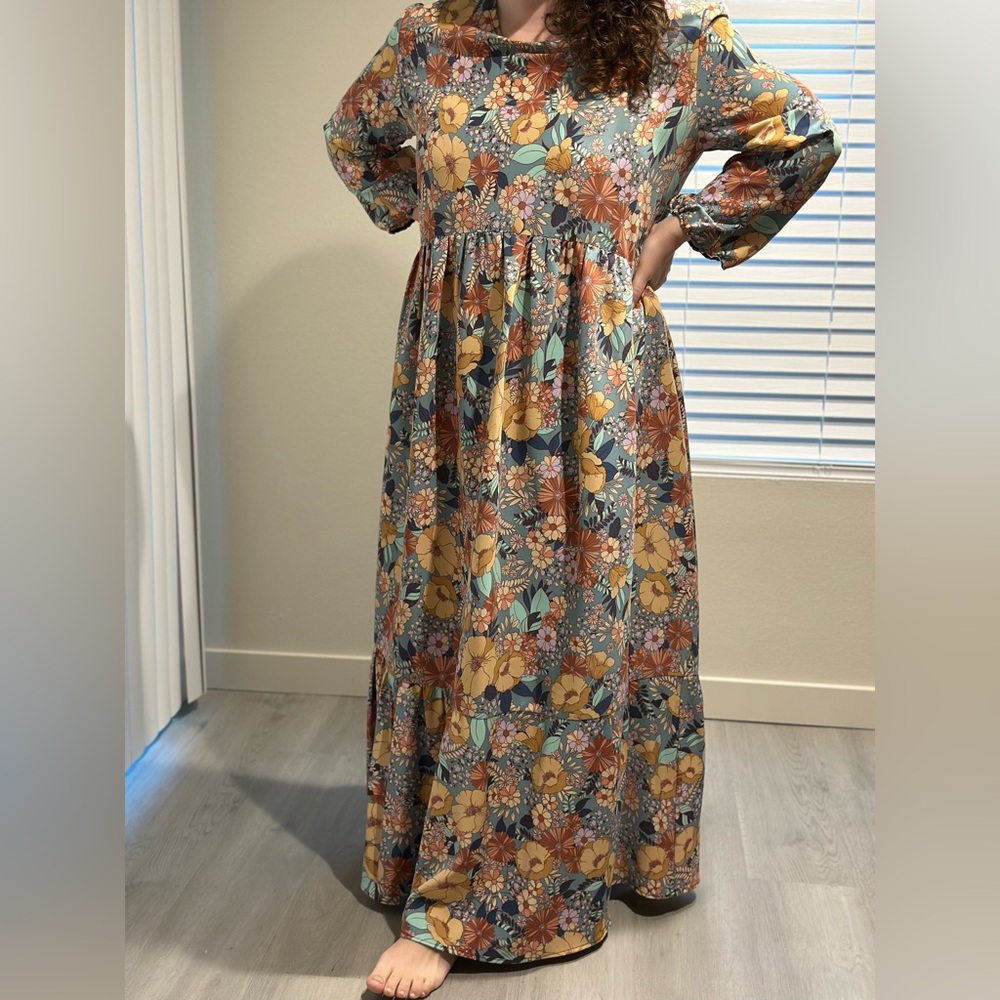Floral Maxi Dress with limited edition print from cool Portland Brand